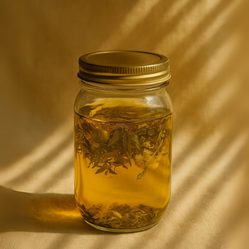 hebs sundrying in glass bottle for several days
